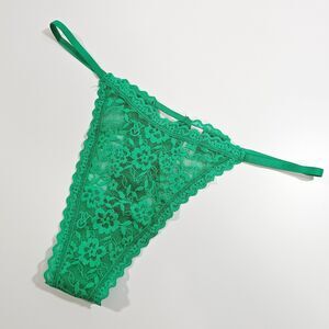 Victoria's Secret The Lacie Green Floral Lace Strappy Back String Thong Panty